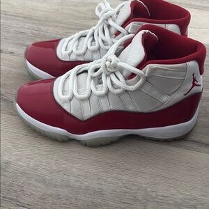 Jordan Red and White High-Top Sneakers